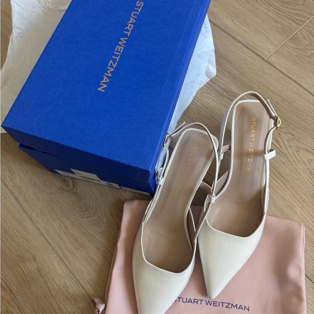 SOLD Stuart Weitzman Cream Heels with Slingback Design